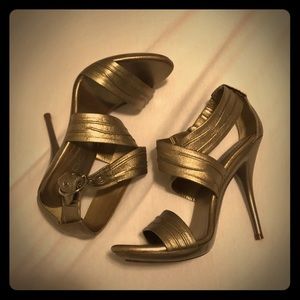 ALDO Gold Criss Cross Strap Heel